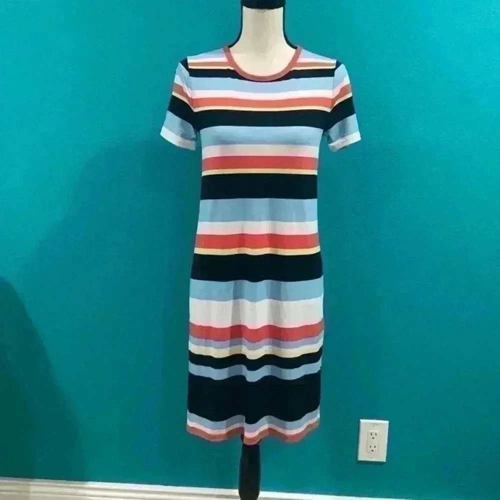 Michael Michael kors striped color blocked t shirt shift dress in size small